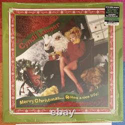 Cyndi Lauper Hand Signed Photo & Merry Christmas. Nice Life Green Vinyl Record