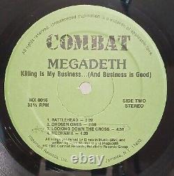 Megadeth Killing Is My Business Vinyl Used 1985 Green Labels Inner Sleeve Letter