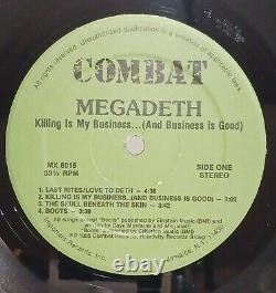 Megadeth Killing Is My Business Vinyl Used 1985 Green Labels Inner Sleeve Letter