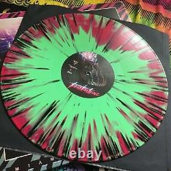 Miami Nights 84 Turbulence Pink Green Swirl Black Splatter Vinyl Lp Record Patch