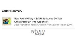 NEW FOUND GLORY NFG Sticks and Stones Yellow Neon Green Splatter Vinyl LP /2000