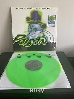 POISON Greatest Hits 1986-1996 VG++ 2LP YELLOW & NEON GREEN VINYL with HYPE