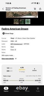 Street Dogs Fading American Dream 2006 Punk, Limited to 300 Pressings! RARE