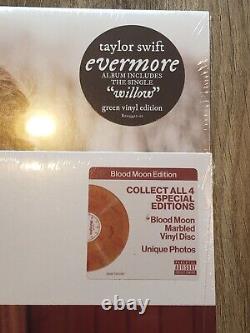 Taylor Swift Vinyl LP Lot Midnights (Blood Moon) & Evermore (Green) Sealed New