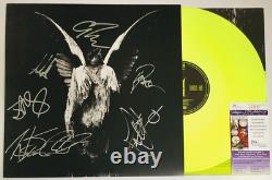 Underoath Band Signed Erase Me LP Green Vinyl Record Spencer Chamberlain + JSA