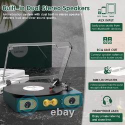 Vintage Green Vinyl Record Player with Built-In Speakers & 3-Speed Turntable