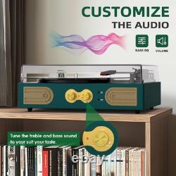 Vintage Green Vinyl Record Player with Built-In Speakers & 3-Speed Turntable