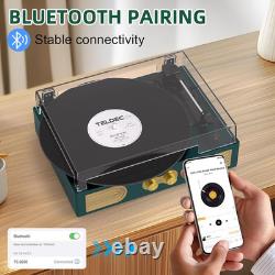 Vintage Green Vinyl Record Player with Built-In Speakers & 3-Speed Turntable