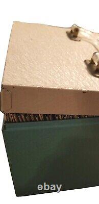 Vintage Metal Green Storage Box Case For Vinyl Records with 59 Records 45 RPM