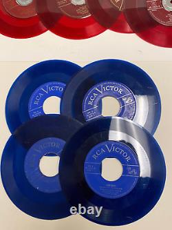 Vtg 1950s RCA Victor 45 rpm LOT 28 Colored Vinyl Records Red Green Yellow Blue